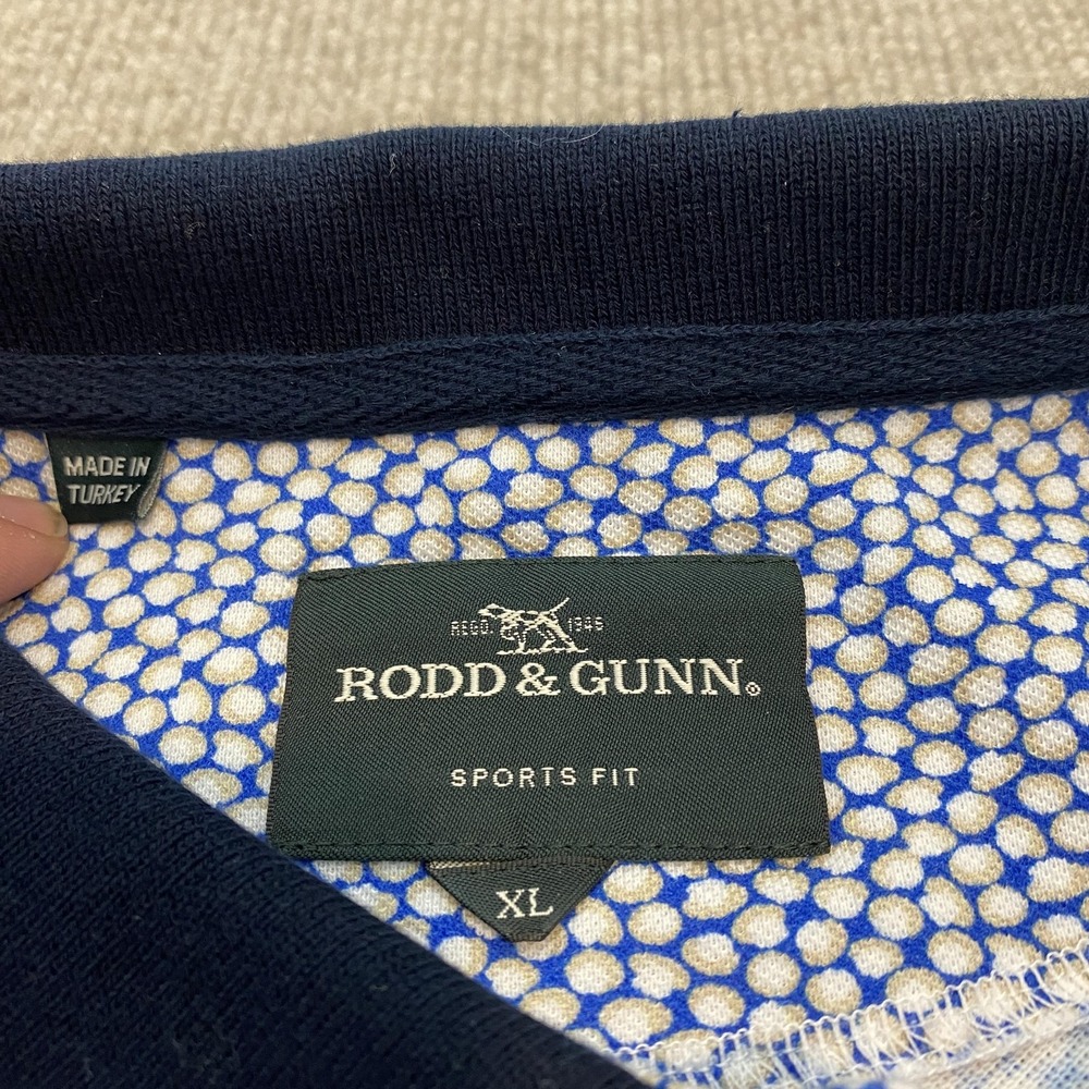Rodd & Gunn Polo Shirt Mens XL Blue Polka Dot Sports Fit Cotton Casual Top Golf - Picture 6 of 10